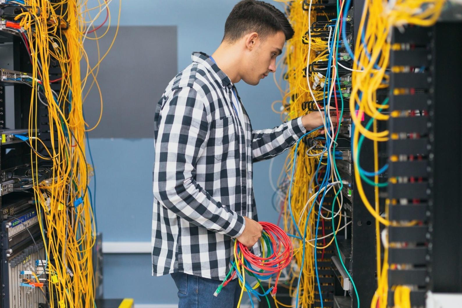 Cybersecurity operations environment showing network monitoring and threat analysis